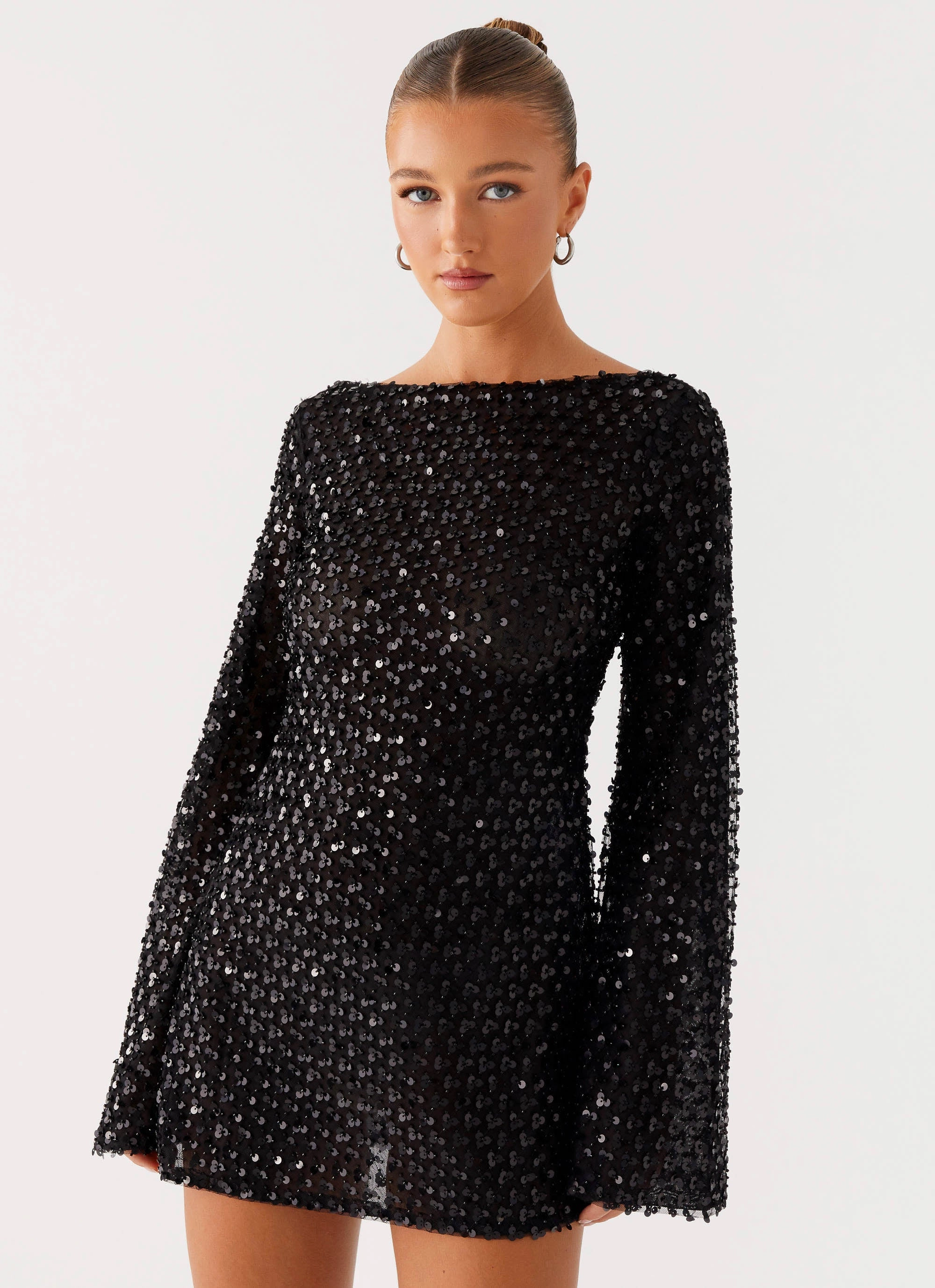 Edessa Sequin Mini Dress - Black All-Day Comfort Wear