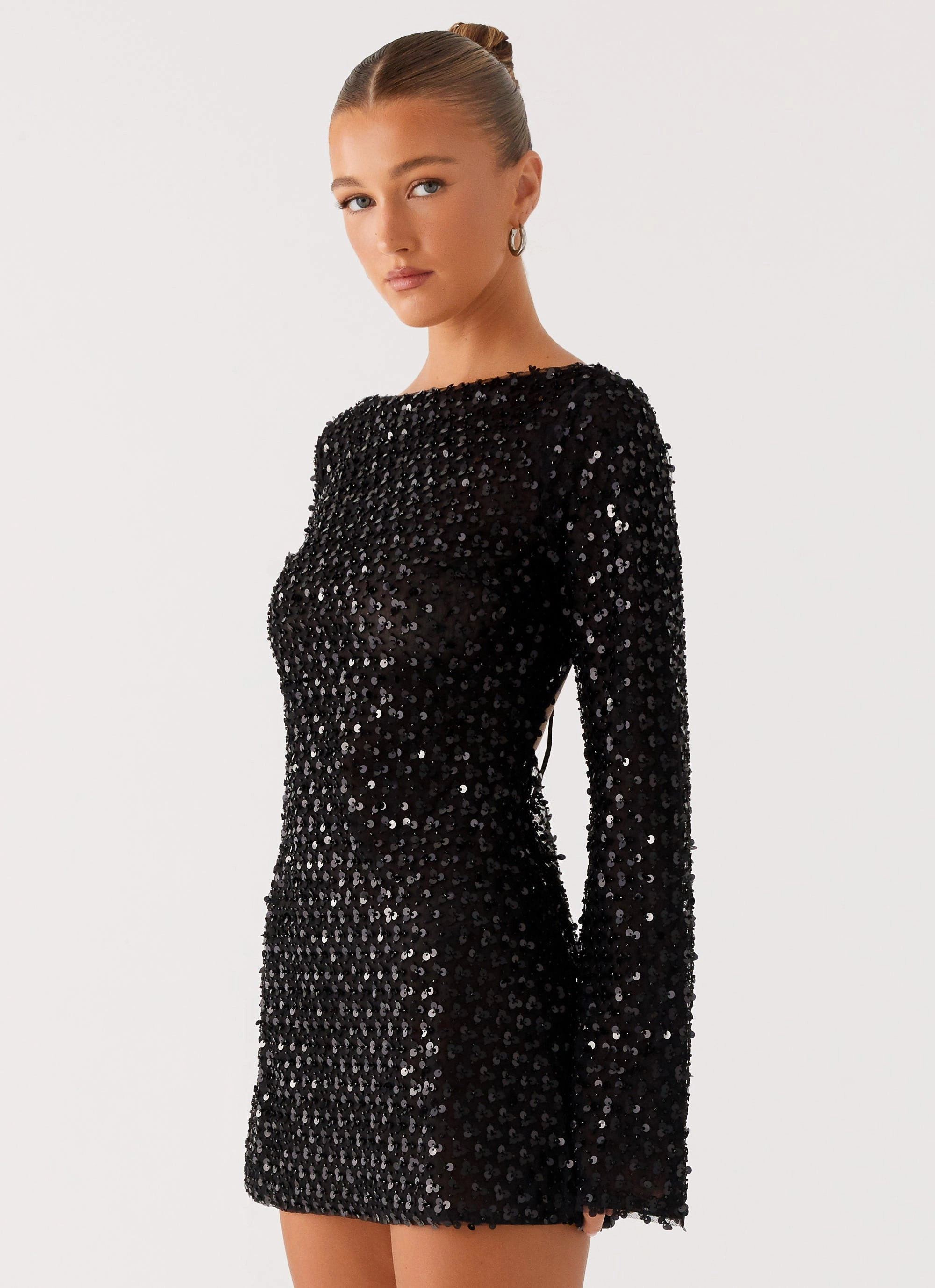 Edessa Sequin Mini Dress - Black Best-Seller Relax Form