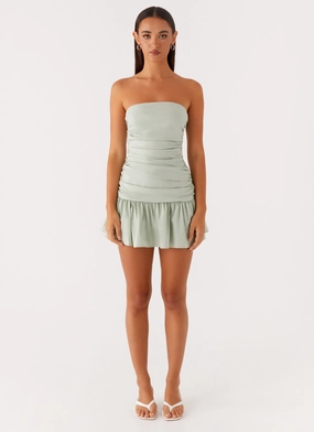 Casual Comfort Carmel Mini Dress - Sage Carmel Mini Dress - Sage StretchableKnit Subtle Detail