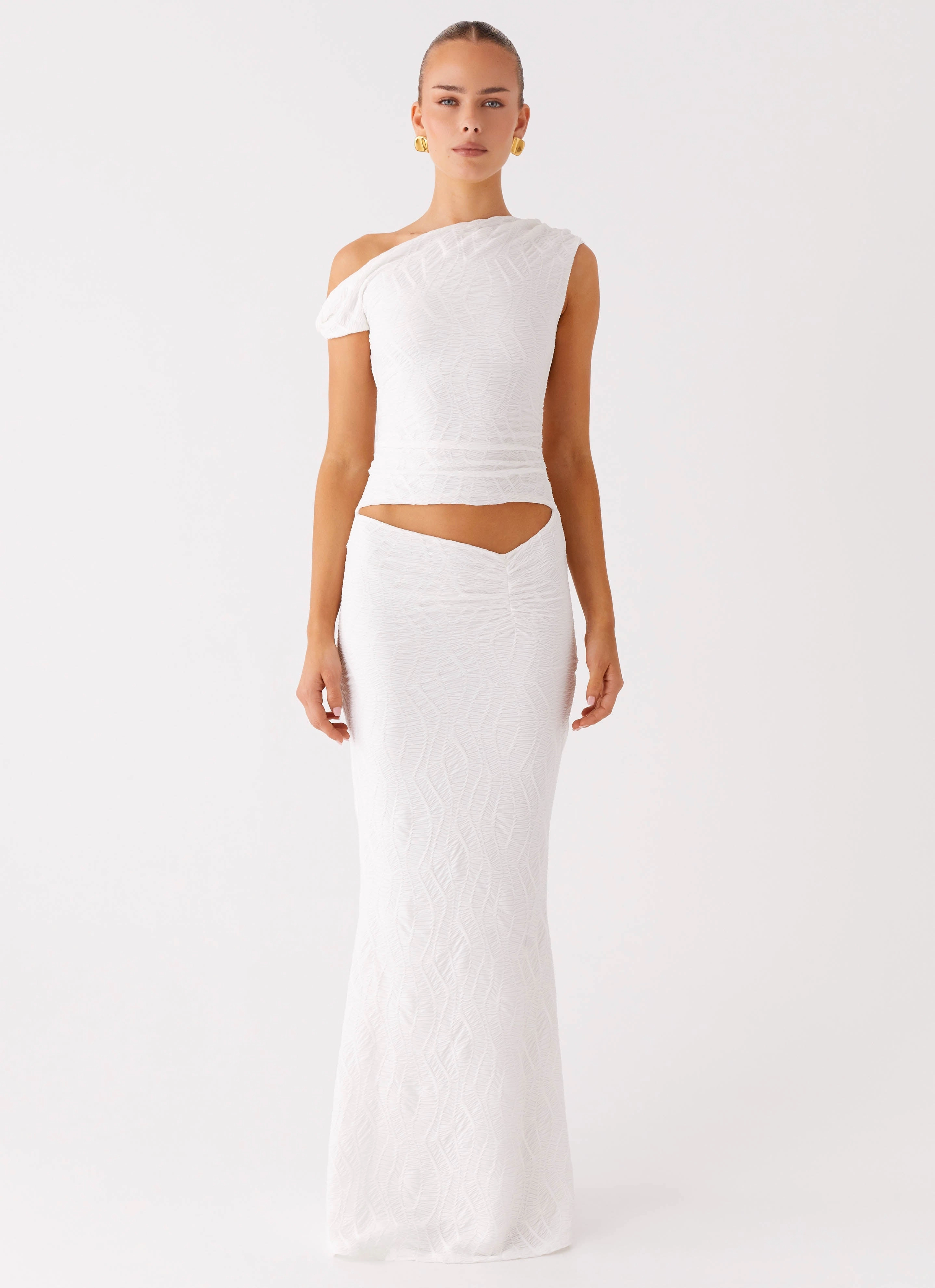 Korean Trend Galantis One Shoulder Maxi Dress - White