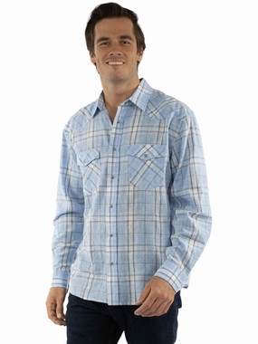 Casual Fit Scully Mens Worn Washed Plaid Blue 100% Cotton L/S Shirt Scully Mens Worn Washed Plaid Blue 100% Cotton L/S Shirt Gender Neutral