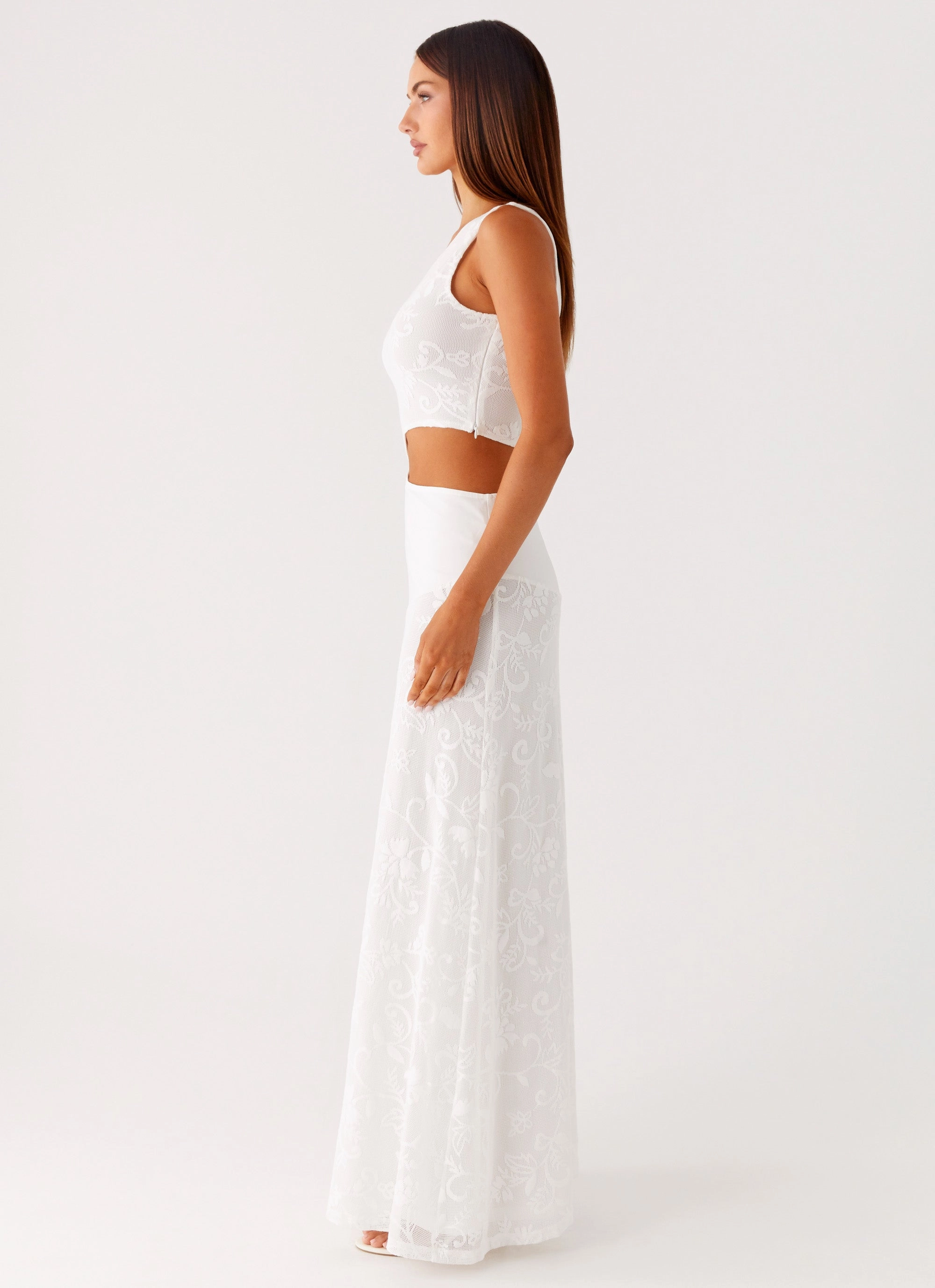 More Than Maybe Maxi Dress - White Lined interior