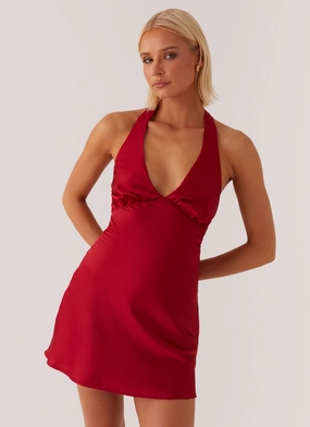 Casual Style Heavy Hearted Mini Dress - Red Fashion Essential Satin Grace Heavy Hearted Mini Dress - Red