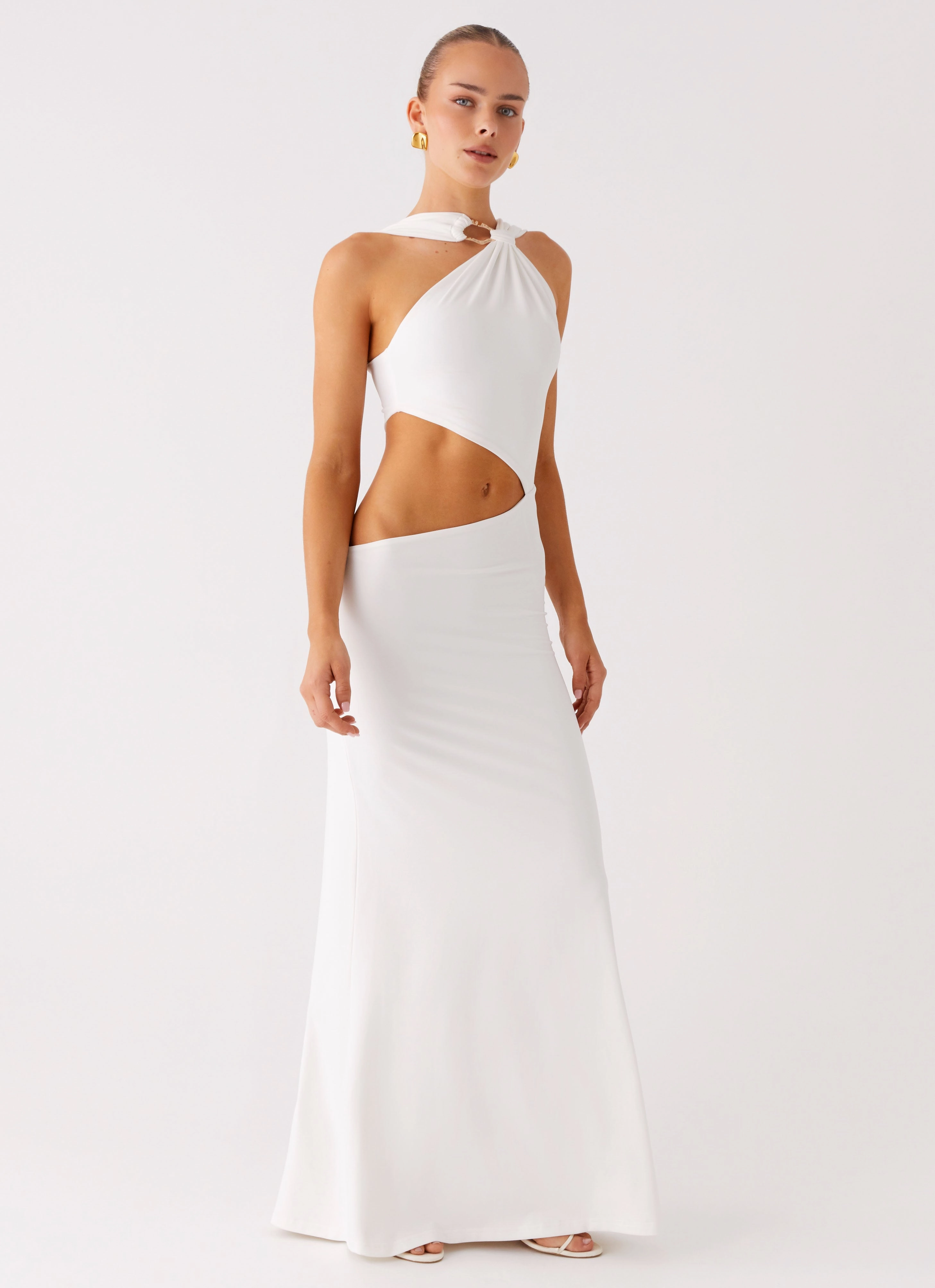 Juliander Knot Maxi Dress - White Soft Waist