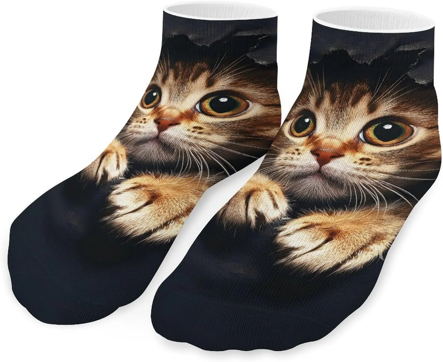 Cat Torn Cloth Unisex Activewear Ankle Socks Lightweight Low Cut And No Show Socks