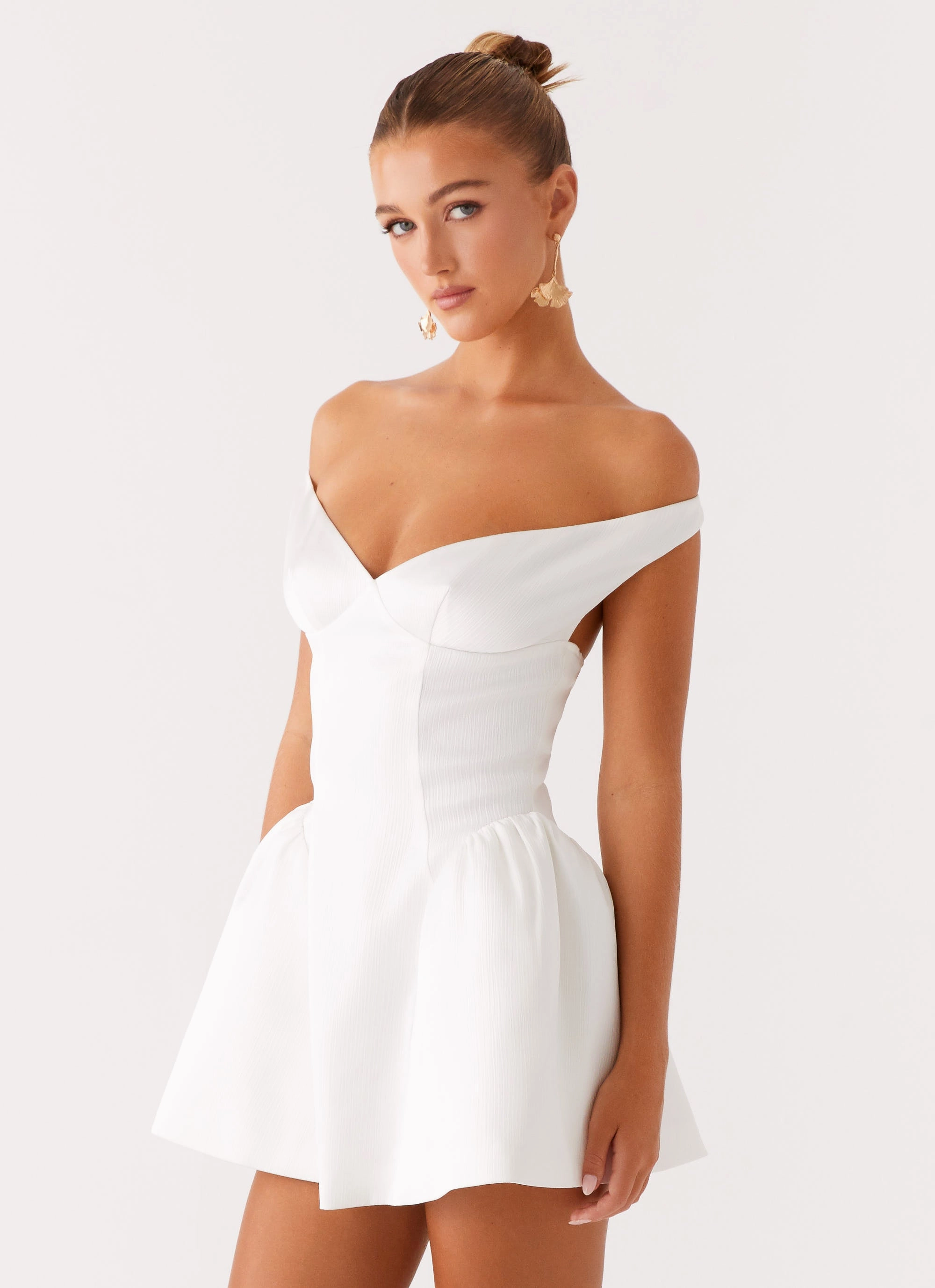 Cavella Mini Dress - White Airy Drape Korean Mood