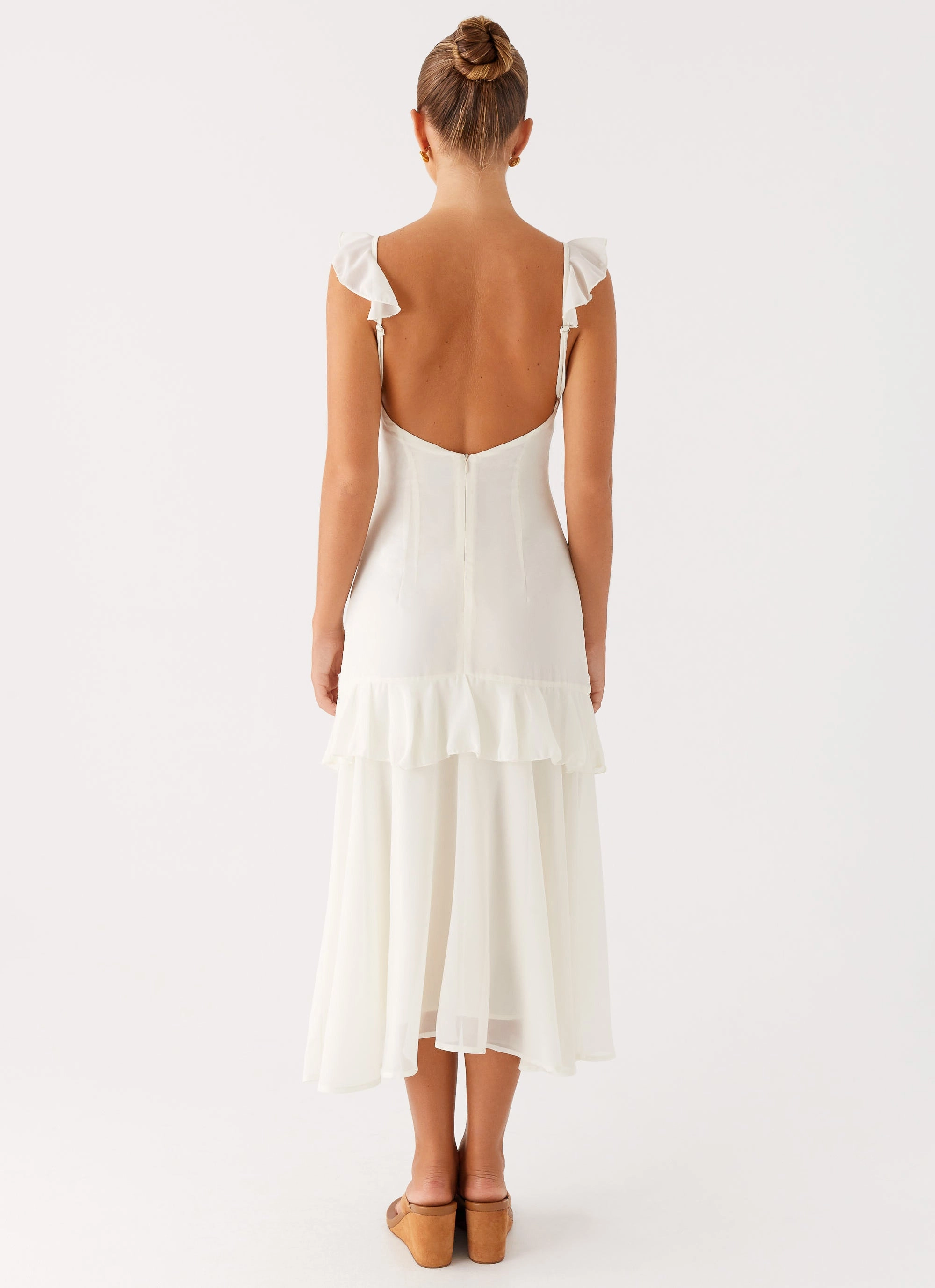 Celie Midi Dress - Ivory Cocktail-Party Leg-Lengthening