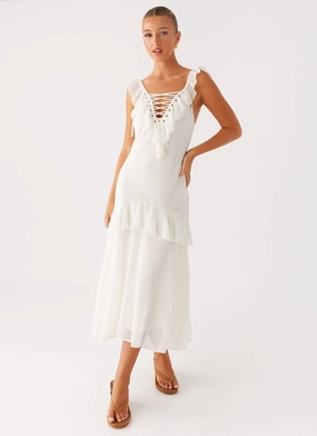 Celie Midi Dress - Ivory Soft And Comfortable Celie Midi Dress - Ivory Fitted Shape