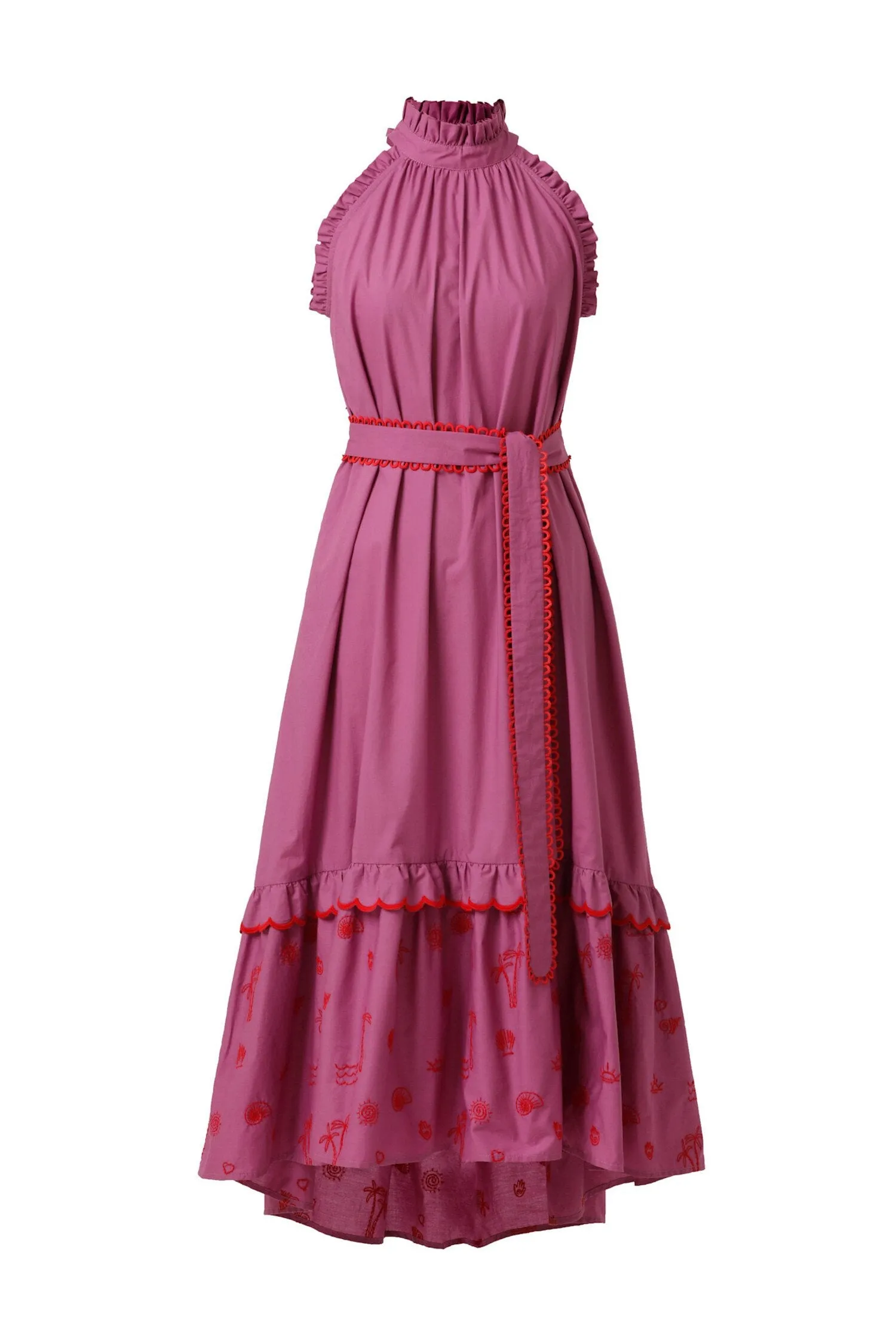 Detachable-Detail Celine Dress in Mulberry