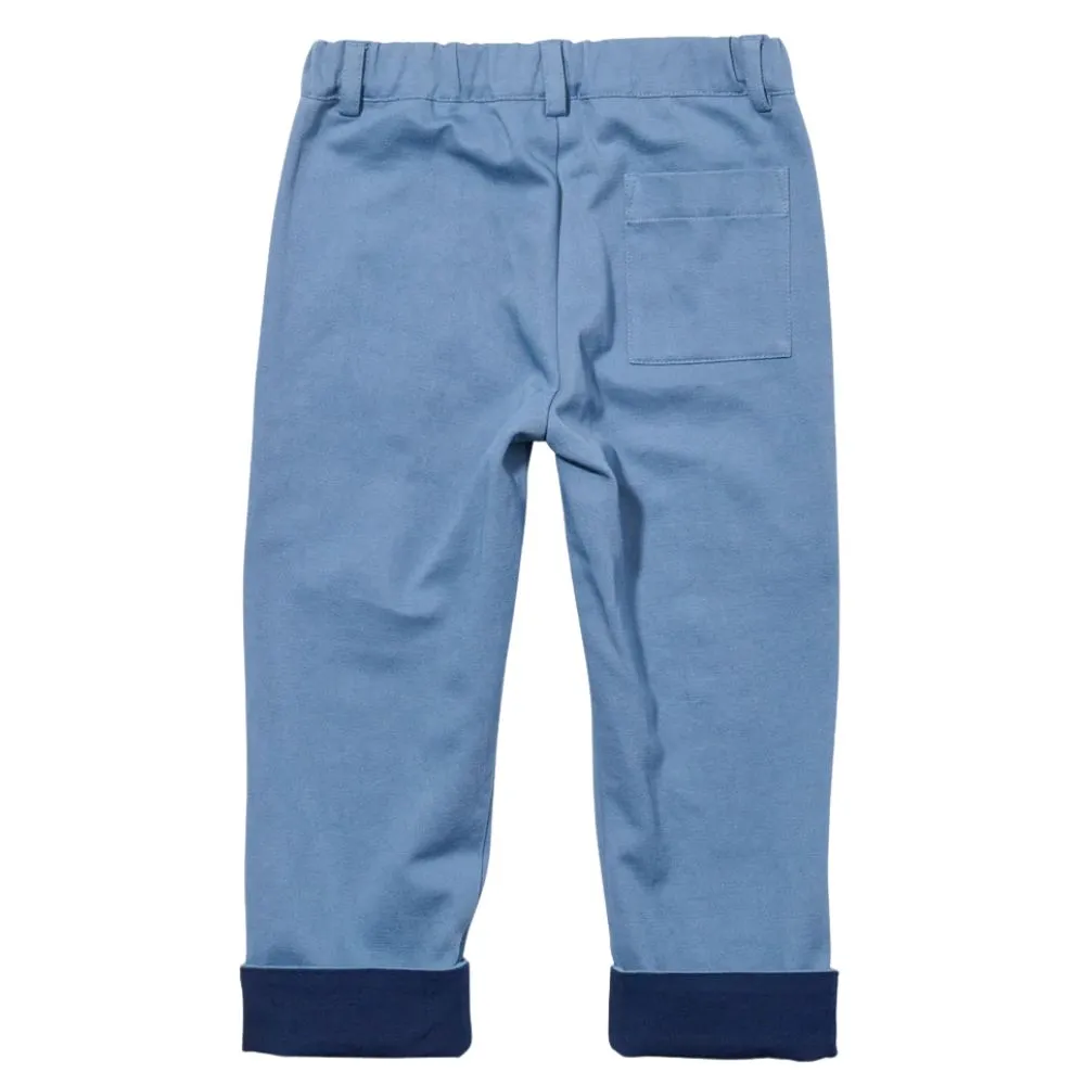 Chambray Grow Pants with Navy Cuff