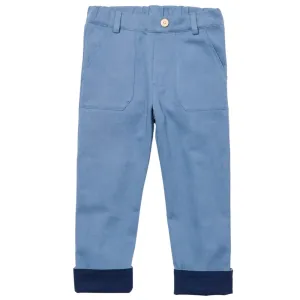Chambray Grow Pants with Navy Cuff