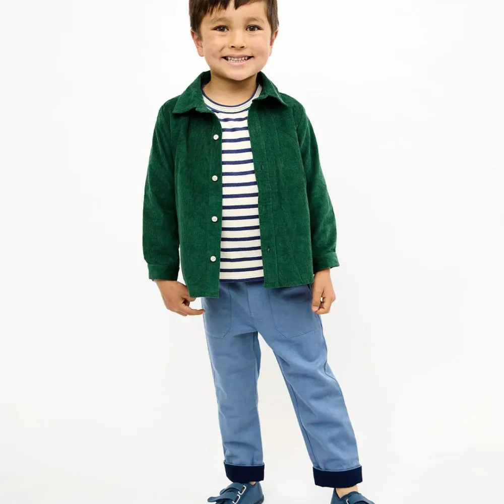 Chambray Grow Pants with Navy Cuff