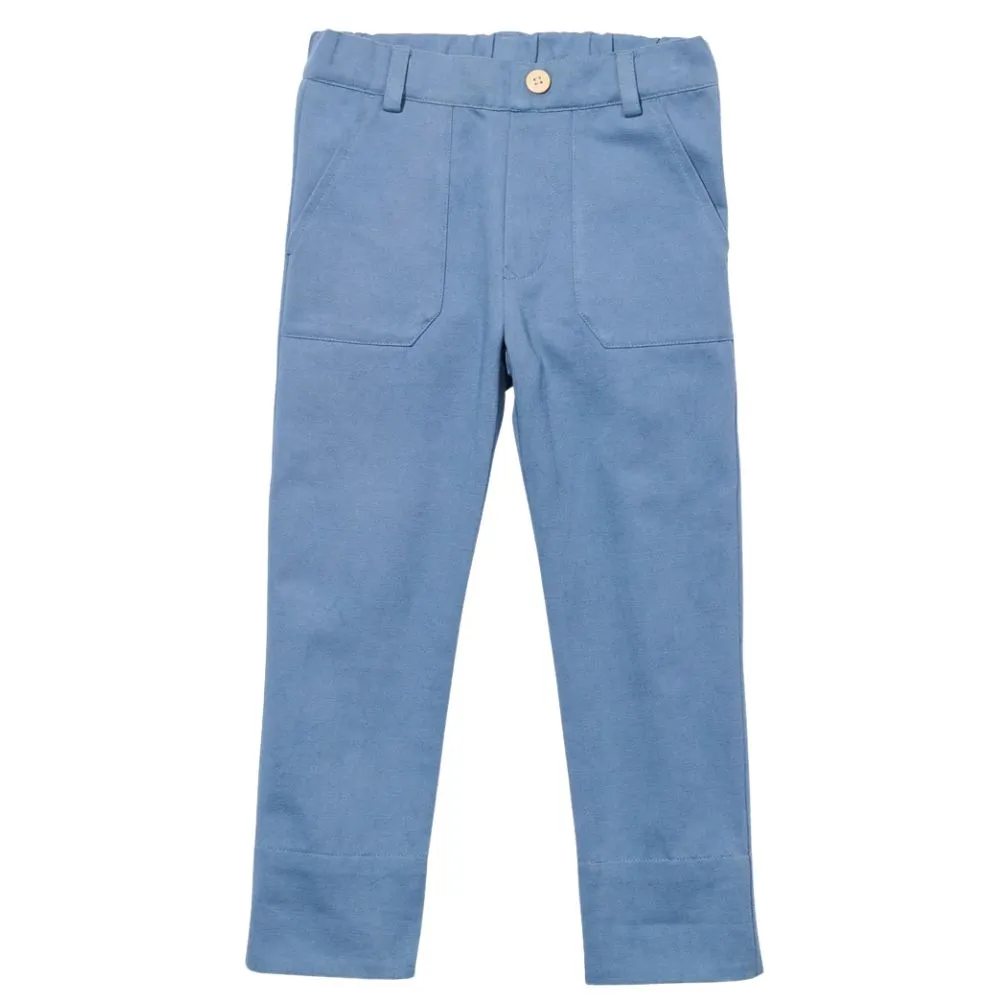 Chambray Grow Pants with Navy Cuff
