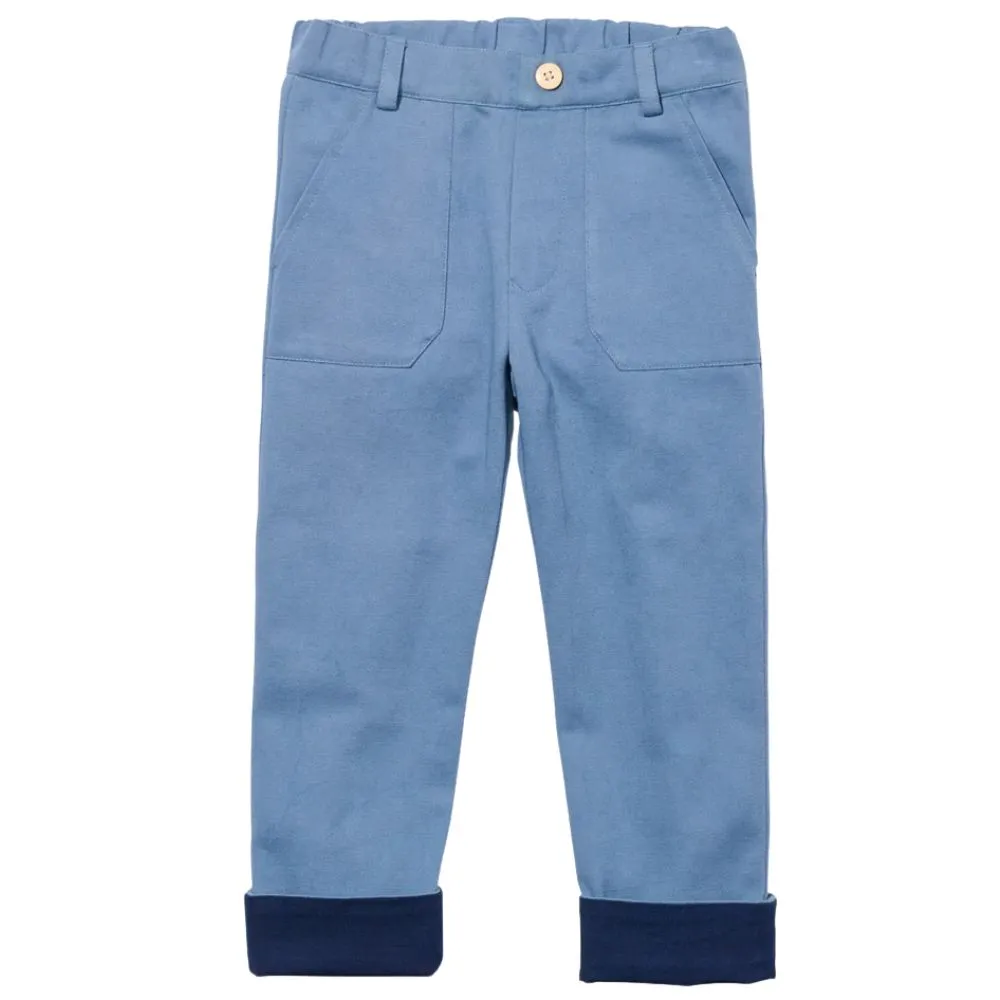 Chambray Grow Pants with Navy Cuff