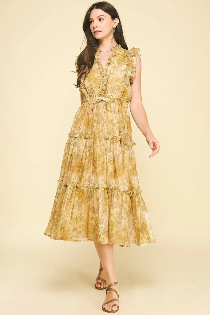 Timeless Design Charlotte Ruffle Tiered Midi Dress
