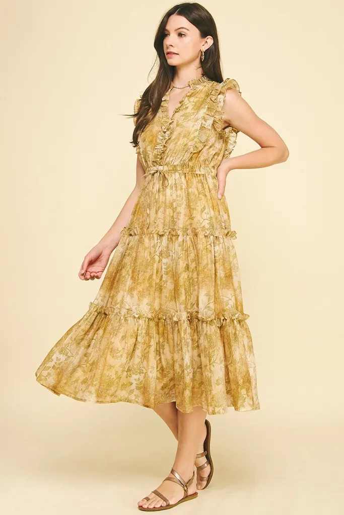 City Bright Artistic Flair Charlotte Ruffle Tiered Midi Dress