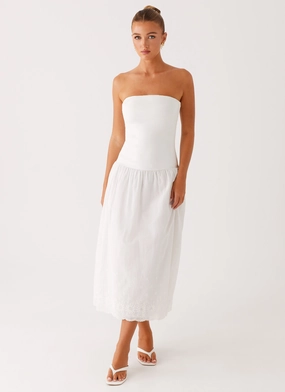 Cherry Skies Midi Dress - White Casual Tailoring Casual Must-Have Cherry Skies Midi Dress - White