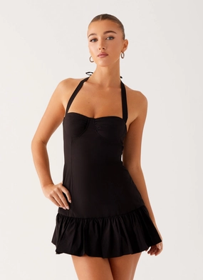 Cheryl Bustier Mini Dress - Black High-Quality Fabric Wrap Charm Cheryl Bustier Mini Dress - Black