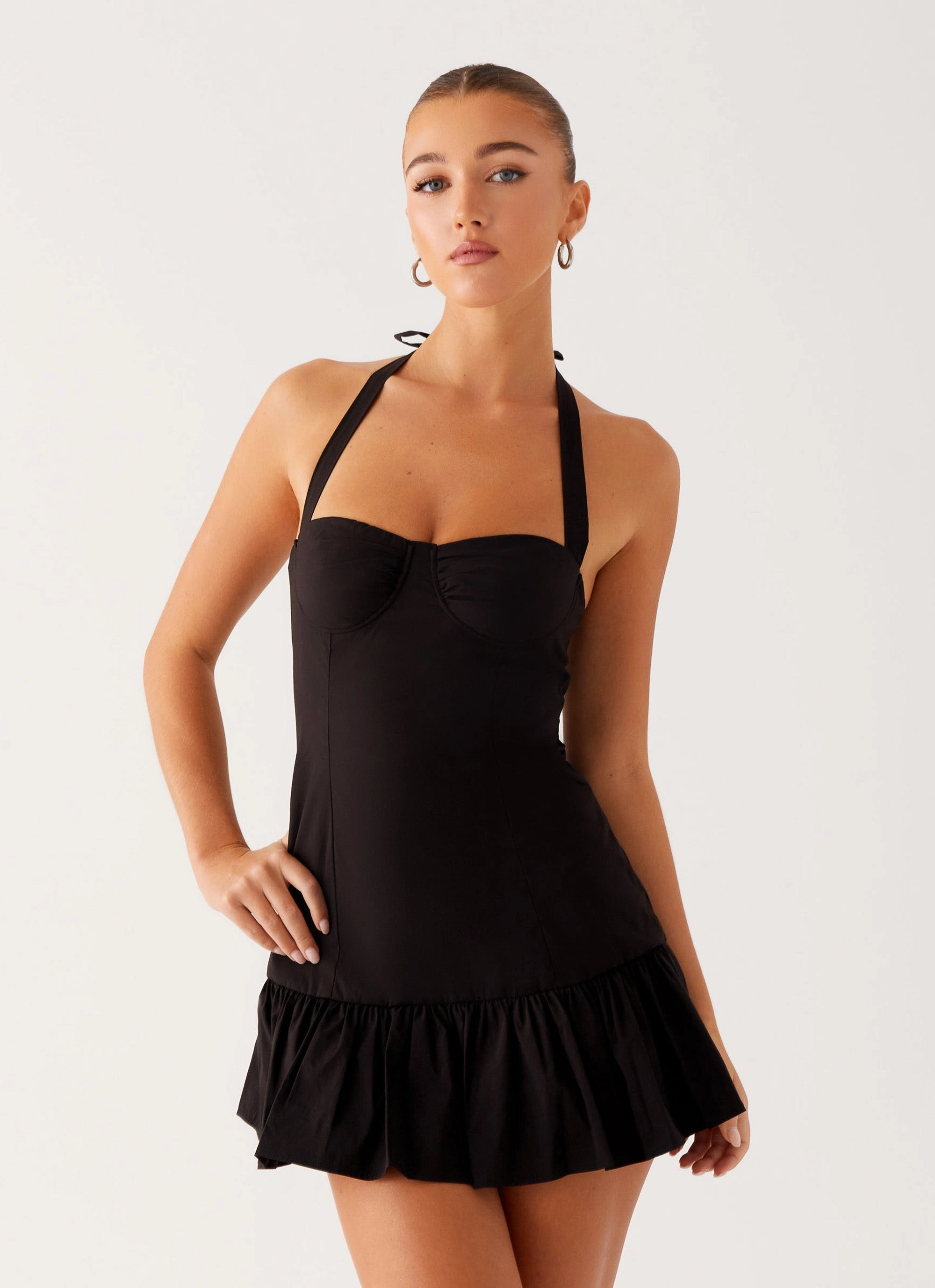 Wrap Charm Cheryl Bustier Mini Dress - Black