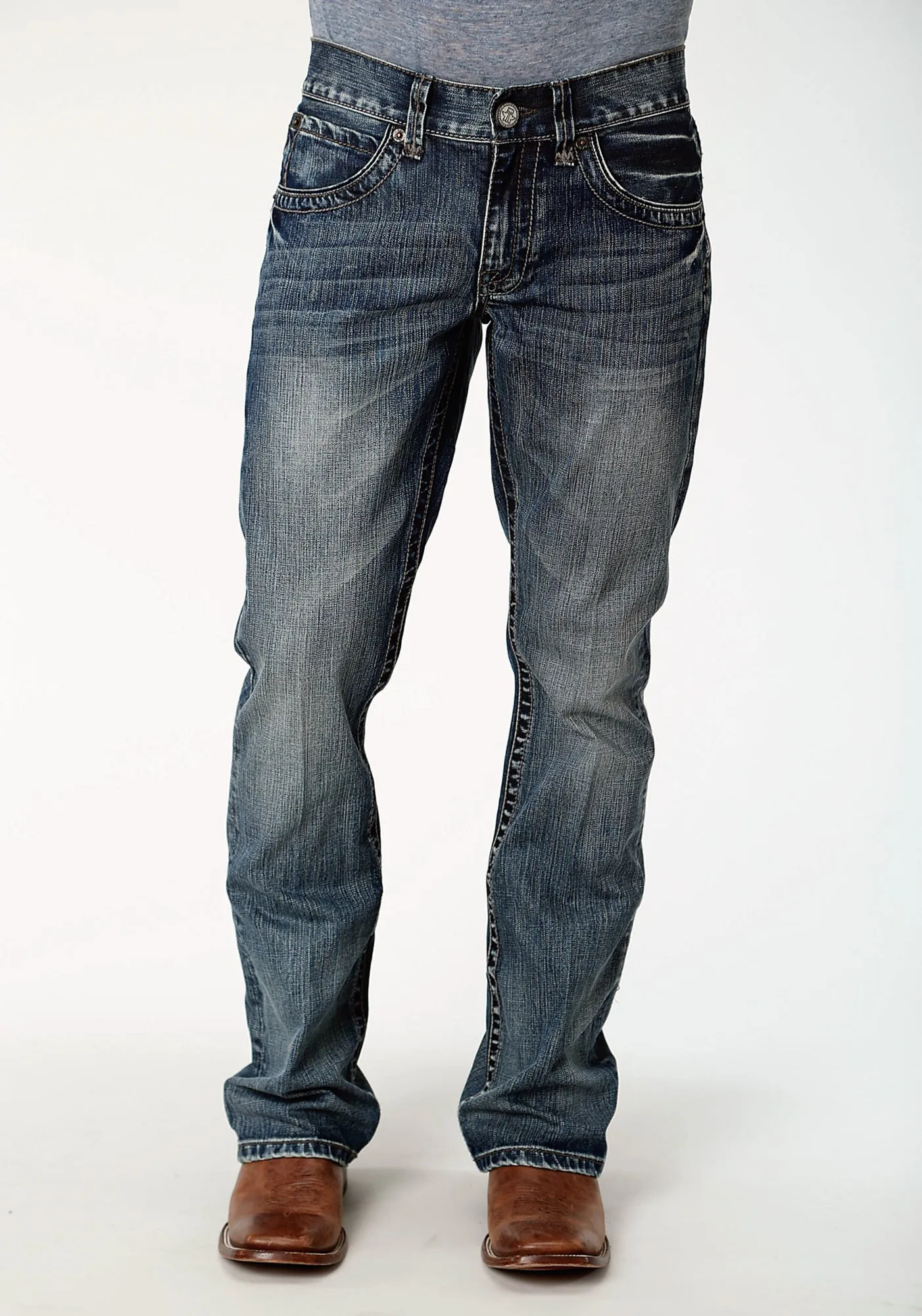 Home Comfort Bold Look Sunny Vibes Tin Haul 1206 Mens Blue 100% Cotton Deep V Jeans