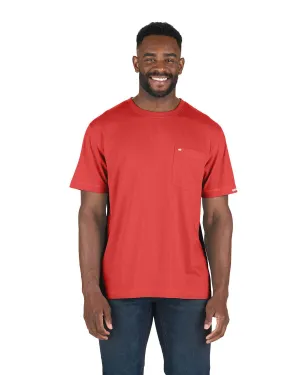 Chic Comfort Berne Mens Deep Red Cotton Blend Light Performance Tee S/S Layered Hemline Unisex wear Berne Mens Deep Red Cotton Blend Light Performance Tee S/S