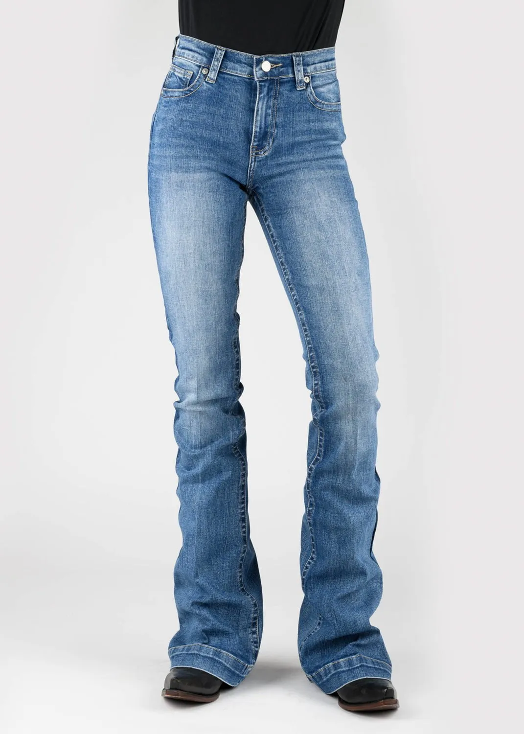 All Around Fit Minimal Fading Tin Haul Womens Libby Navy Deco Blue Cotton Blend Jeans