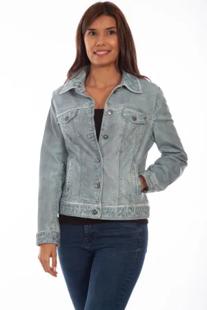 Chic Essentials Scully Womens Denim Leather Classic Jean Jacket All Round Piece Scully Womens Denim Leather Classic Jean Jacket