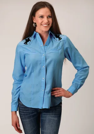 Chic Fashion Roper Womens 1551 Broadcloth Heritage Blue Poly/Cotton L/S Shirt Roper Womens 1551 Broadcloth Heritage Blue Poly/Cotton L/S Shirt Animal Print Casual Style