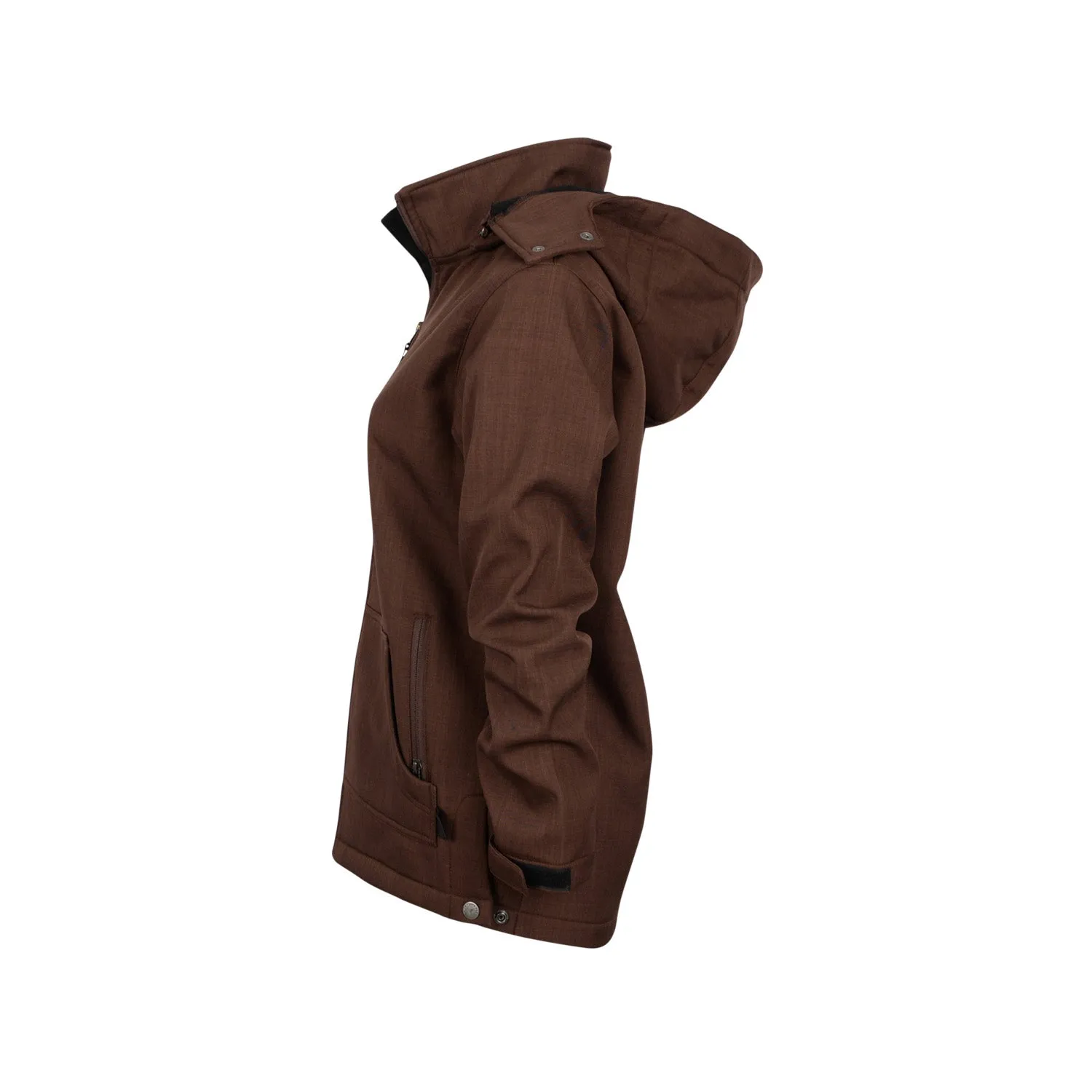 Comfortable Silhouette Bootcut style STS Ranchwear Womens Weston Chocolate Poly/Spandex Softshell Jacket