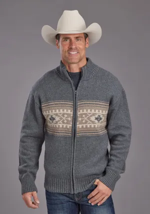 Chic Style Stetson Mens Serape Border Grey Cotton Blend Cardigan Sweater Stetson Mens Serape Border Grey Cotton Blend Cardigan Sweater Spring Collection Casual Sophistication