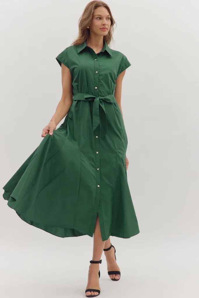 Harriet Button Front Midi Dress Fitted Mood Insulating-Lining