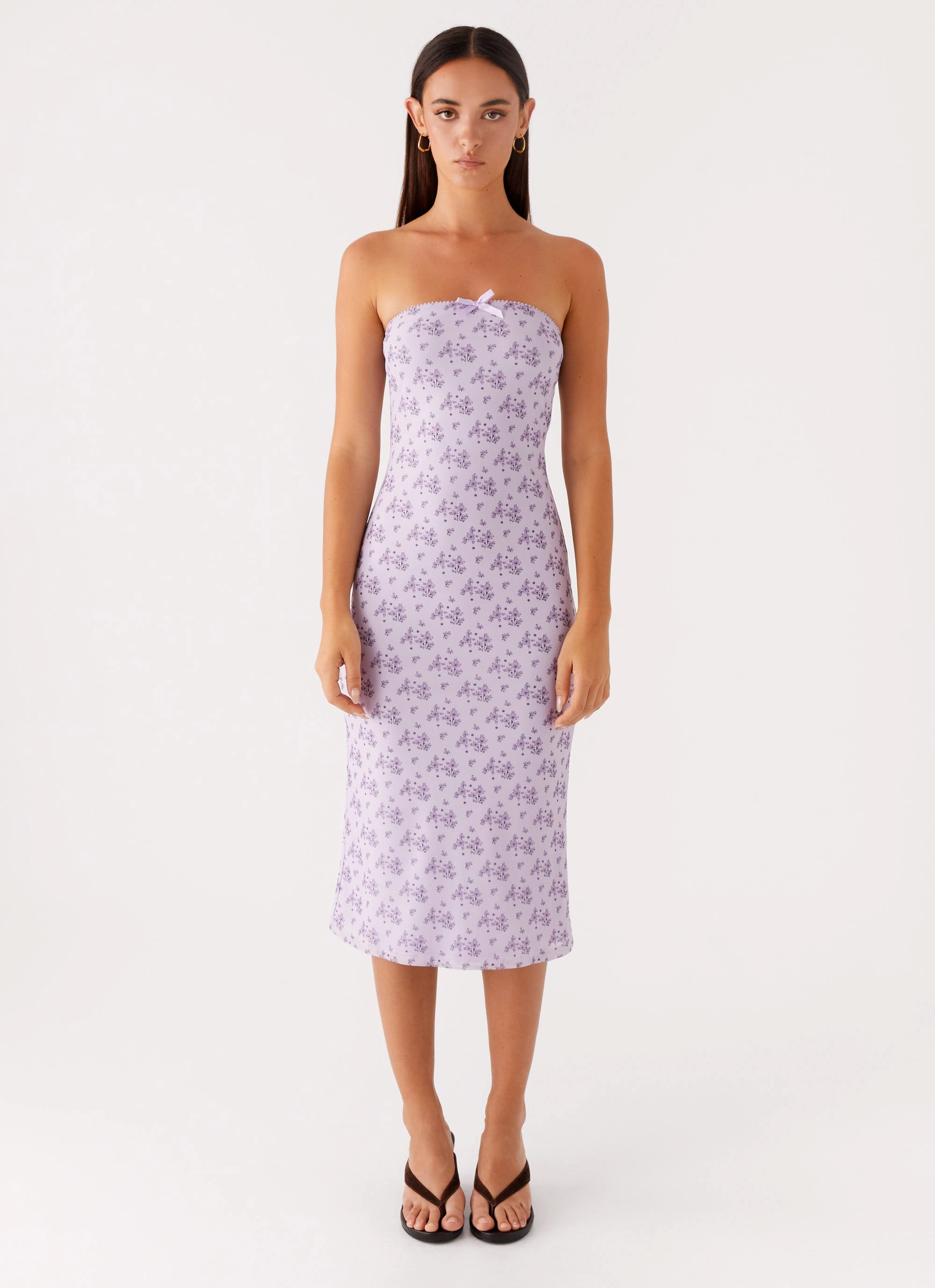Keila Strapless Midi Dress - Lavender Meadow Warm Touch