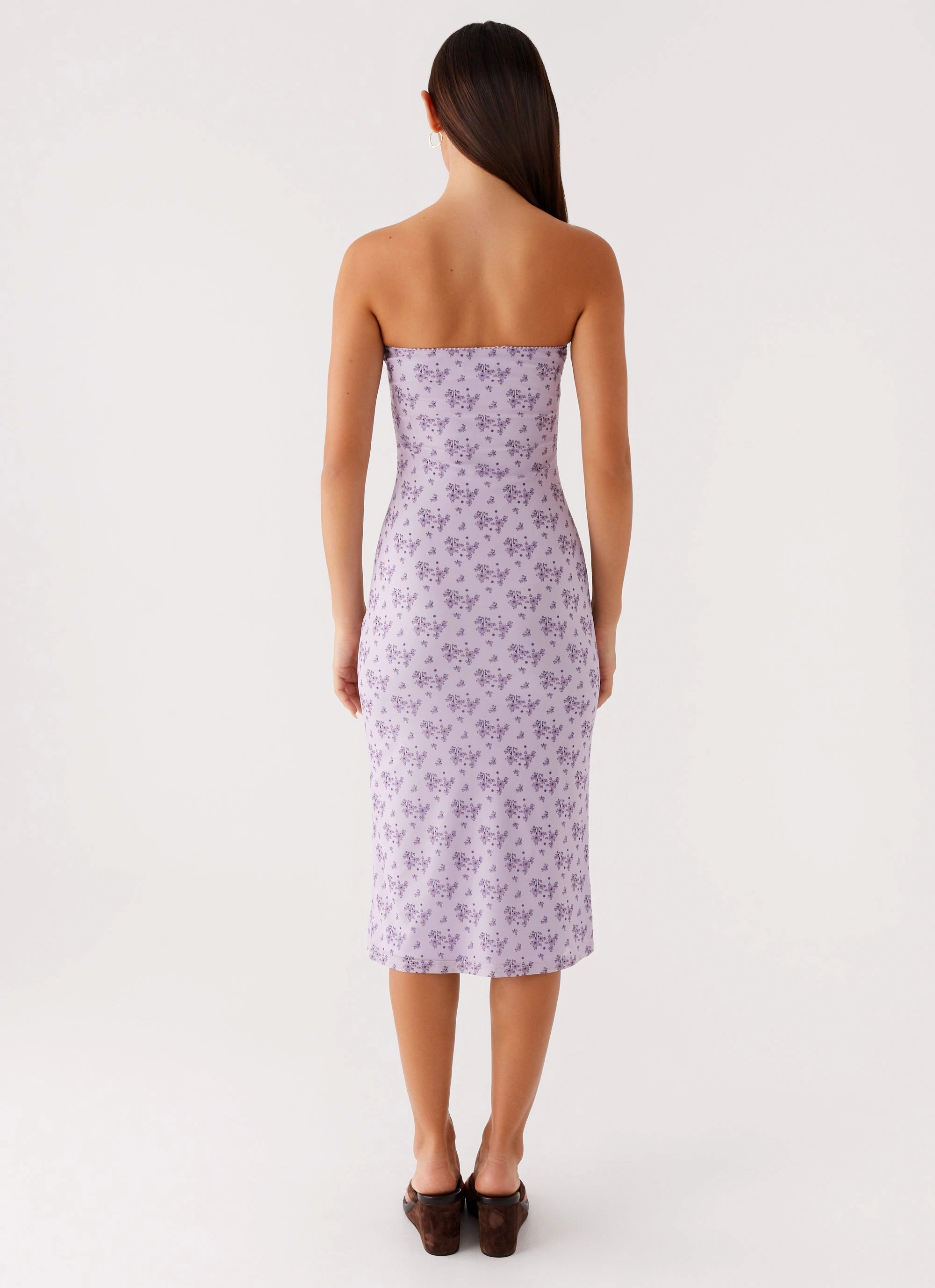 Flowing Lines Keila Strapless Midi Dress - Lavender Meadow