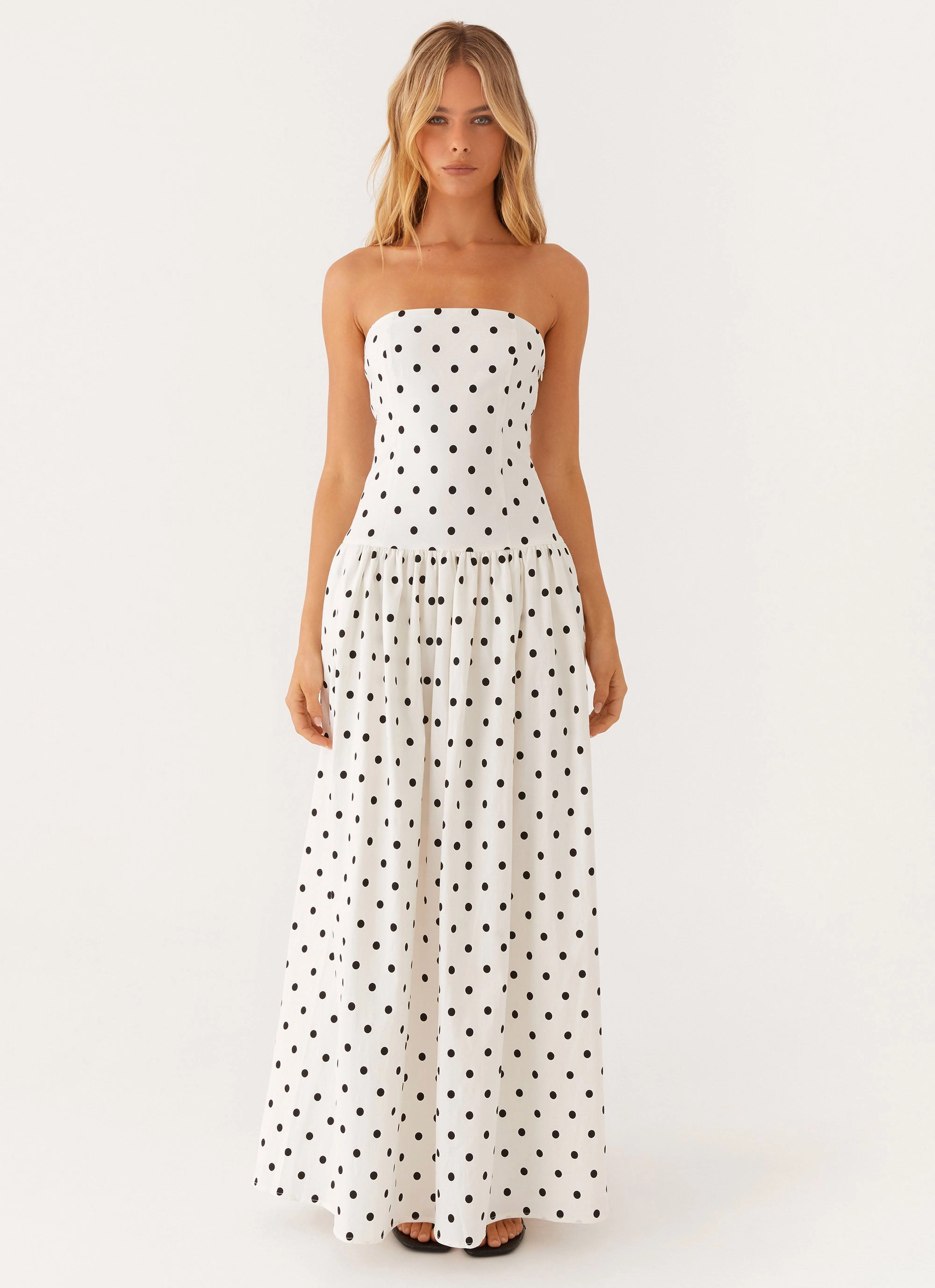 Fashion Essential Andorra Maxi Dress - White Polkadot
