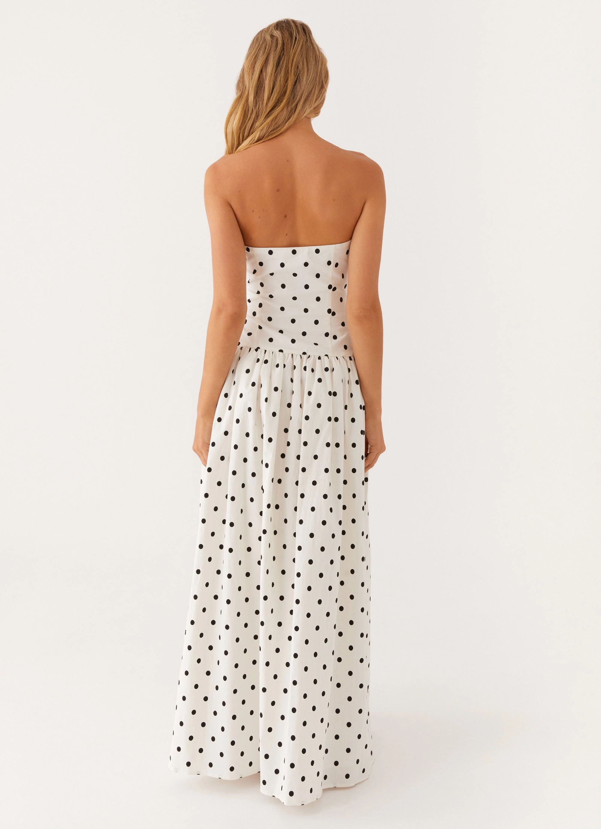 Andorra Maxi Dress - White Polkadot Airy Touch Contemporary Look