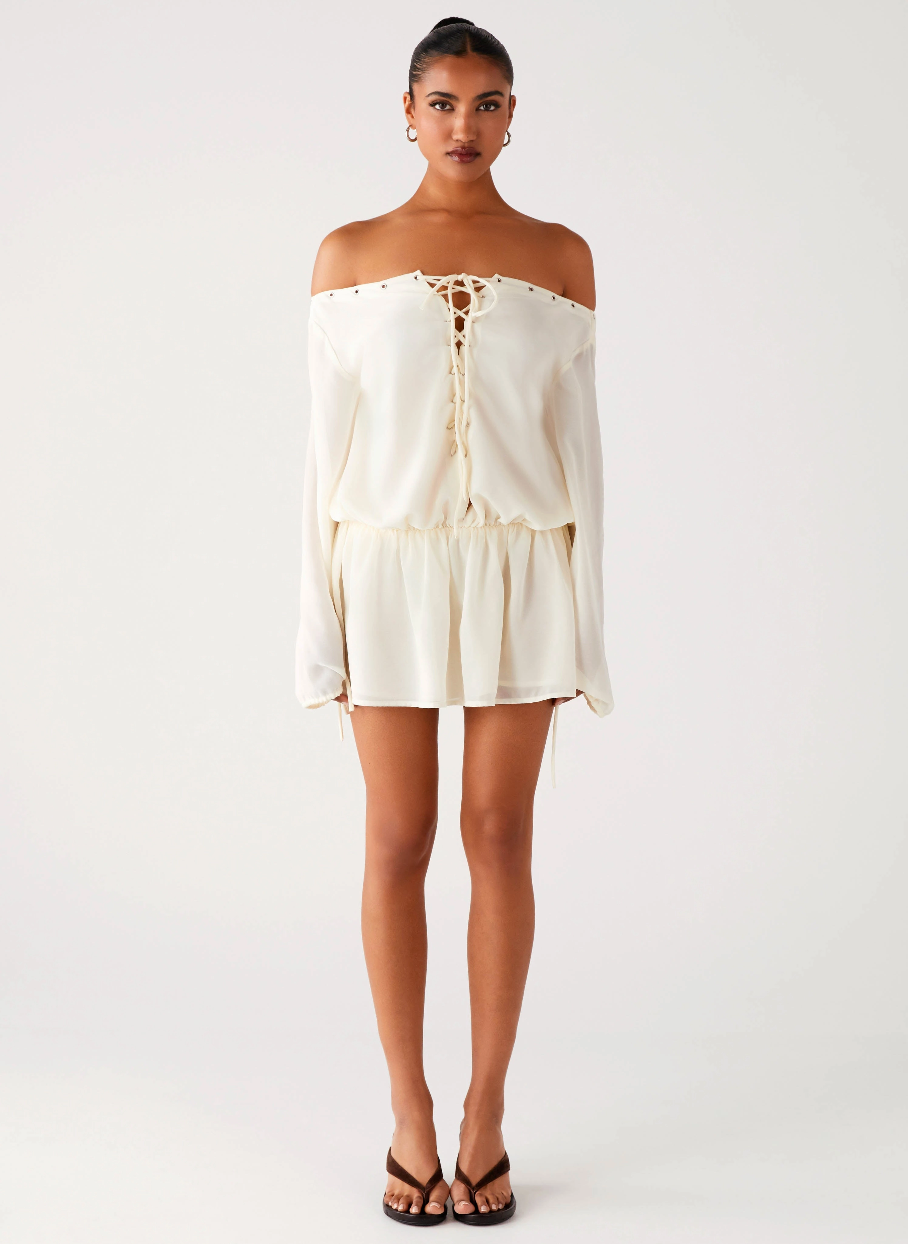 Astaria Mini Dress - Ivory Fit Choice Feminine empire waist dress