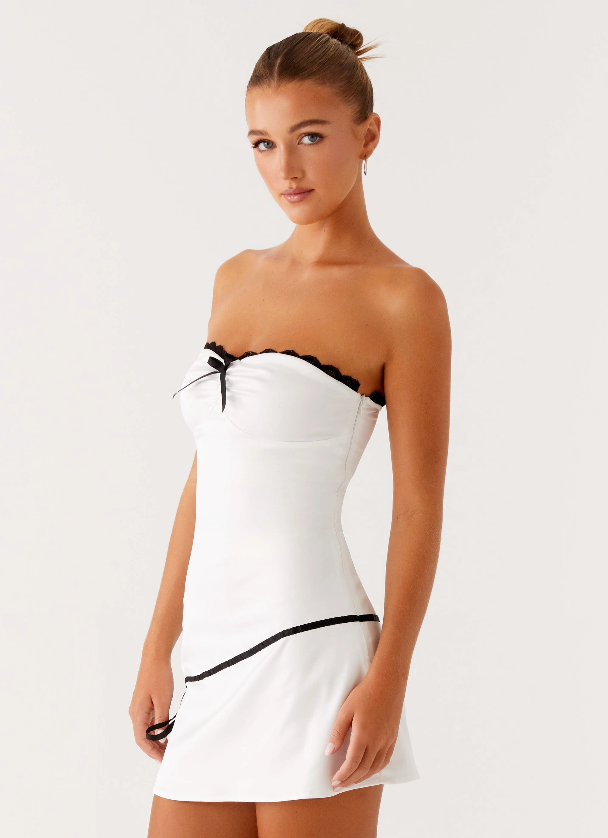 Thea Mini Dress - White Tonal-Panel Polished Style