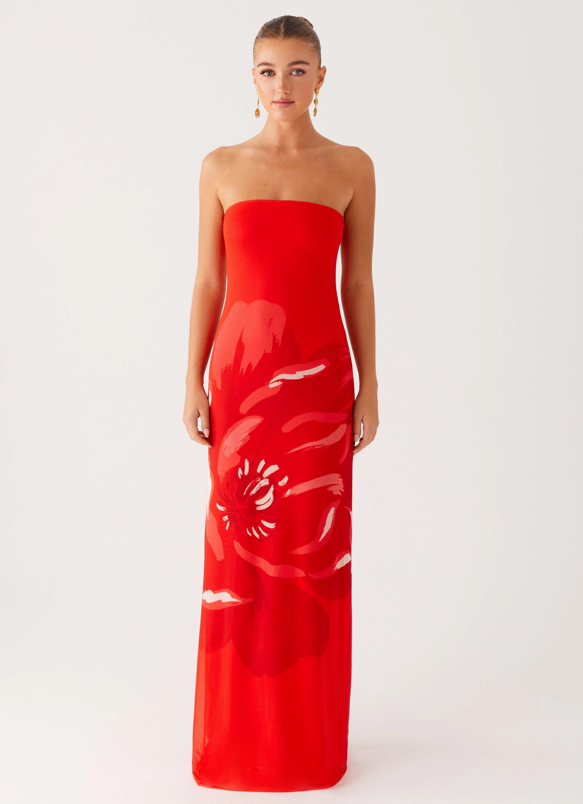 Minimalist Waist Fabian Maxi Dress - Red