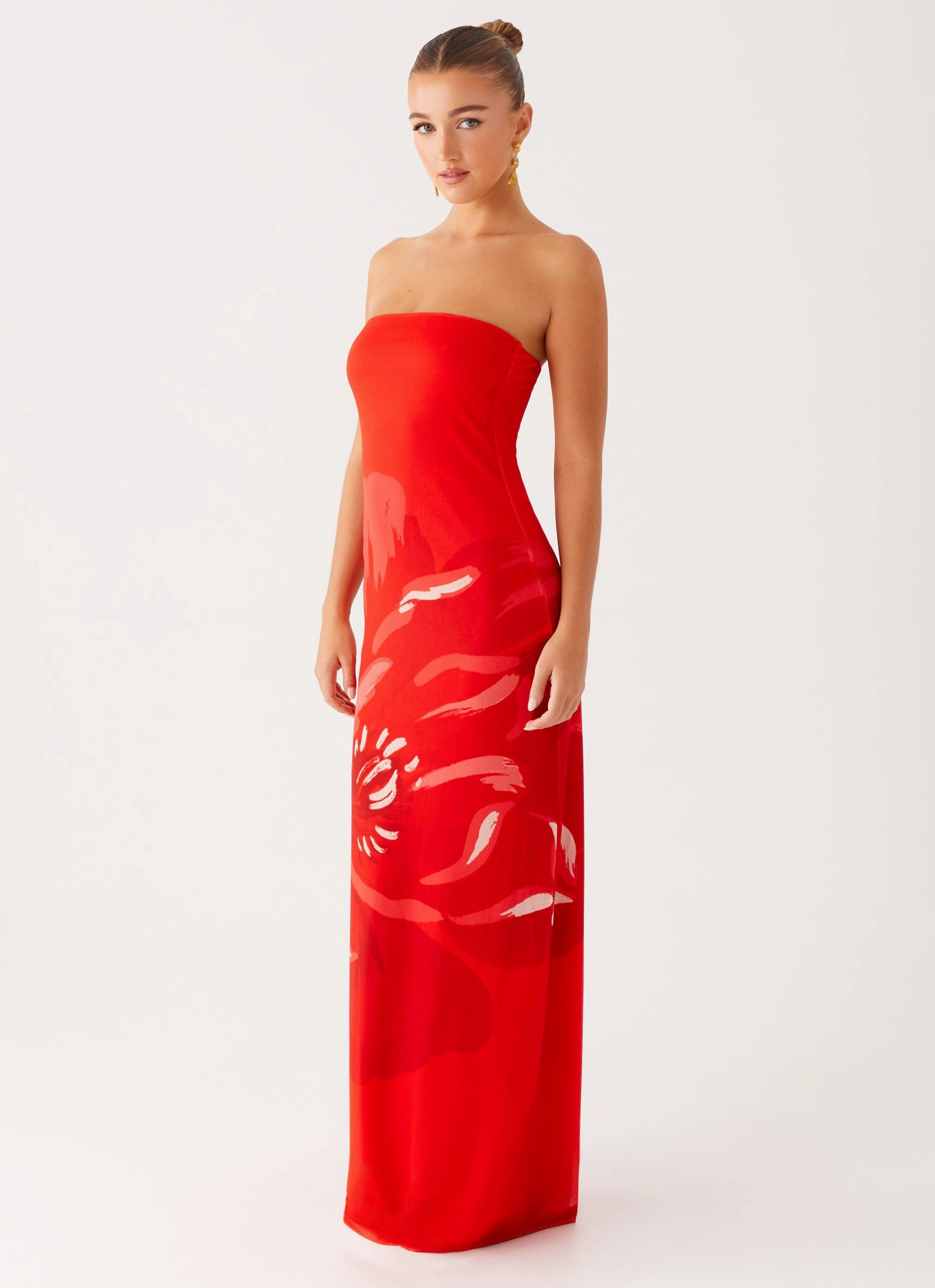 Floral Pattern Fabian Maxi Dress - Red