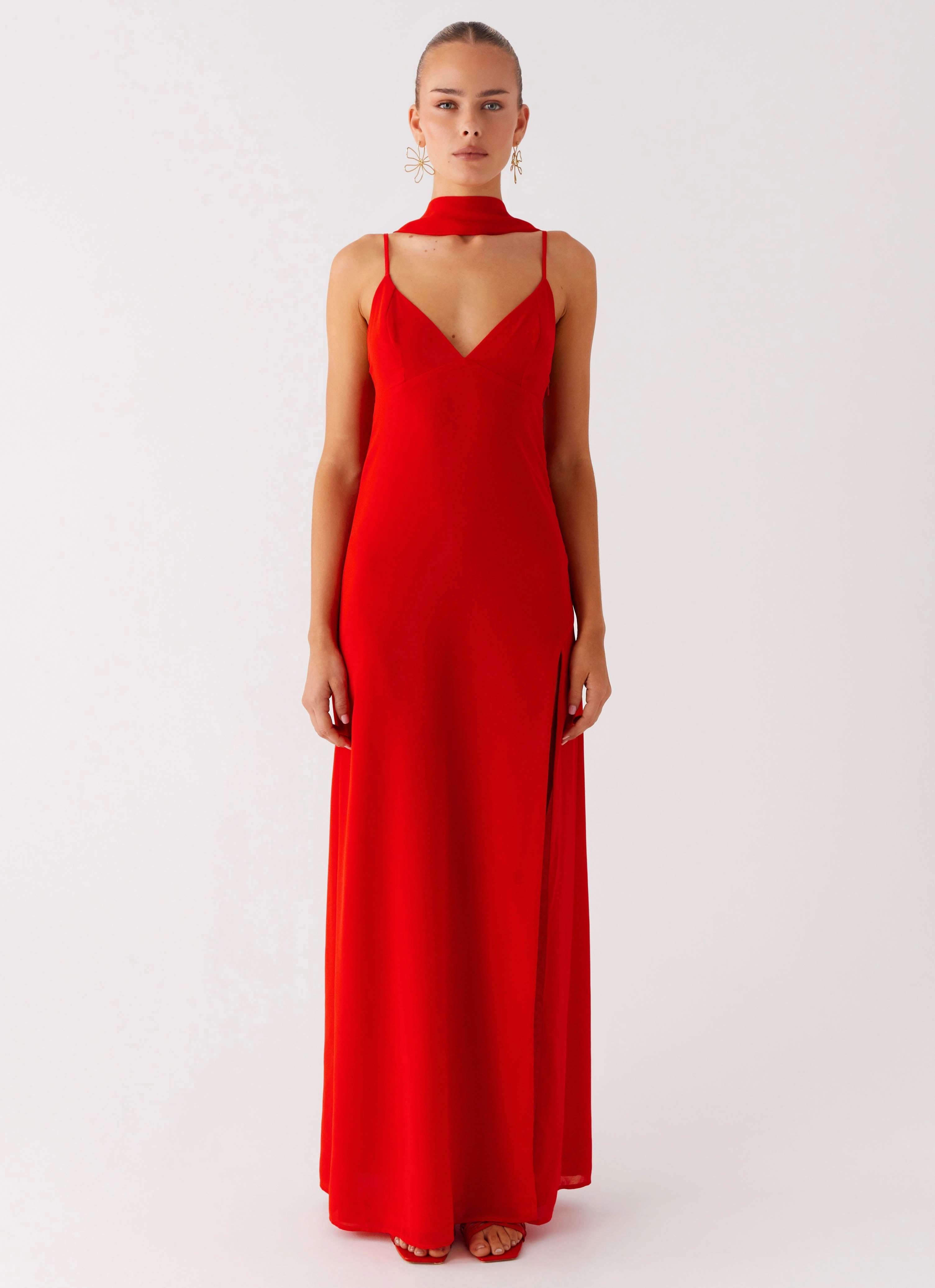 Yorke Scarf Maxi Dress - Raspberry Red Timeless Design