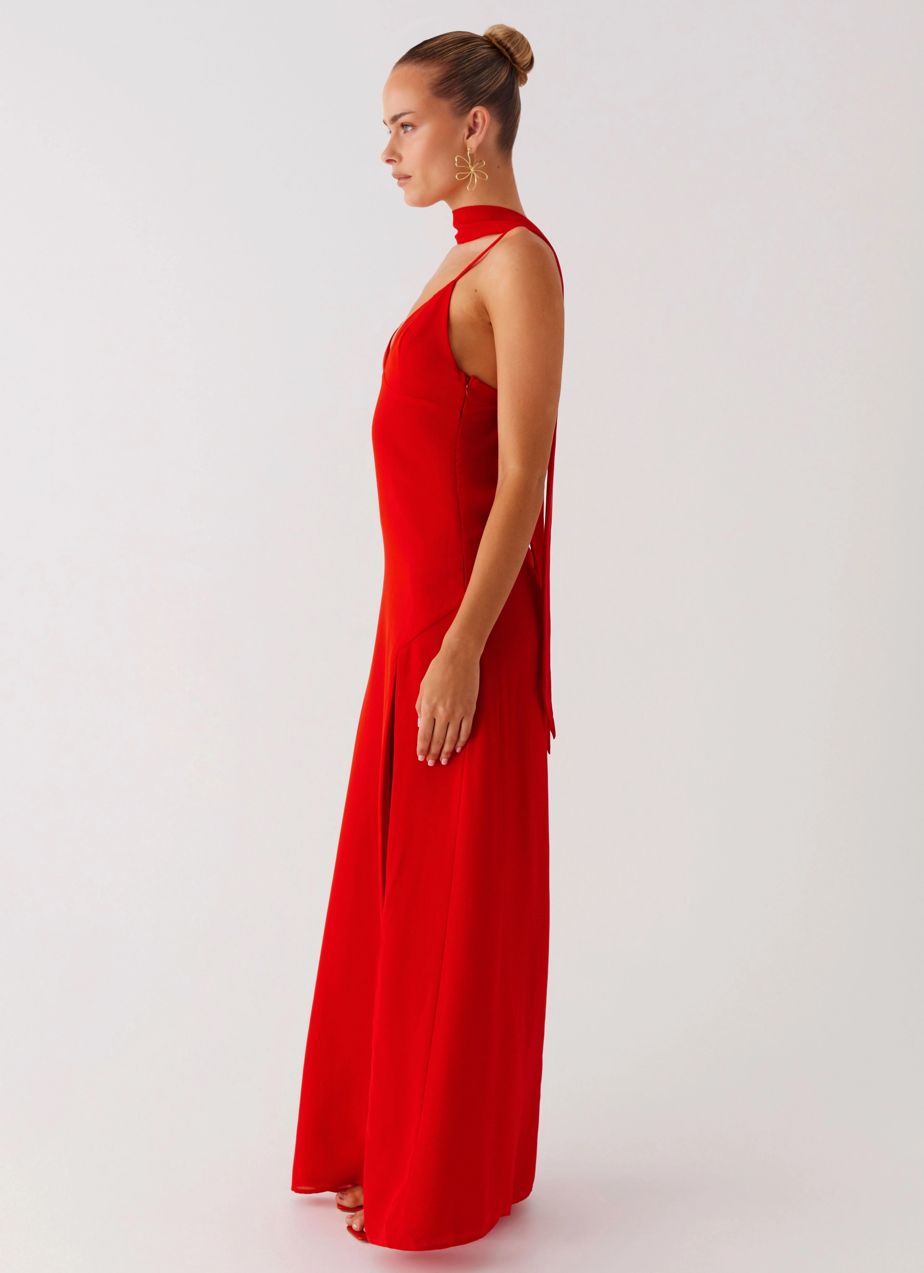 Yorke Scarf Maxi Dress - Raspberry Red Glam Touch