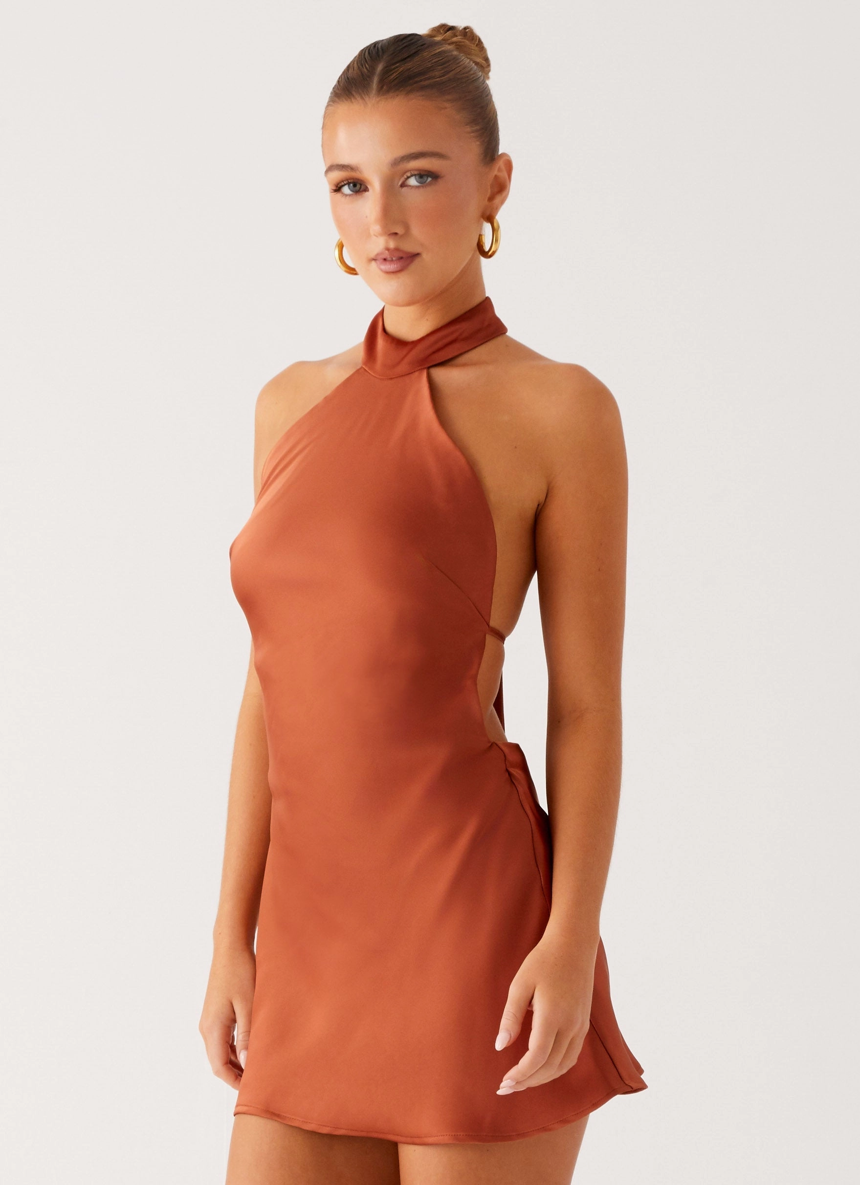 Earth Colors Unique Print Golden Dunes Mini Dress - Rust
