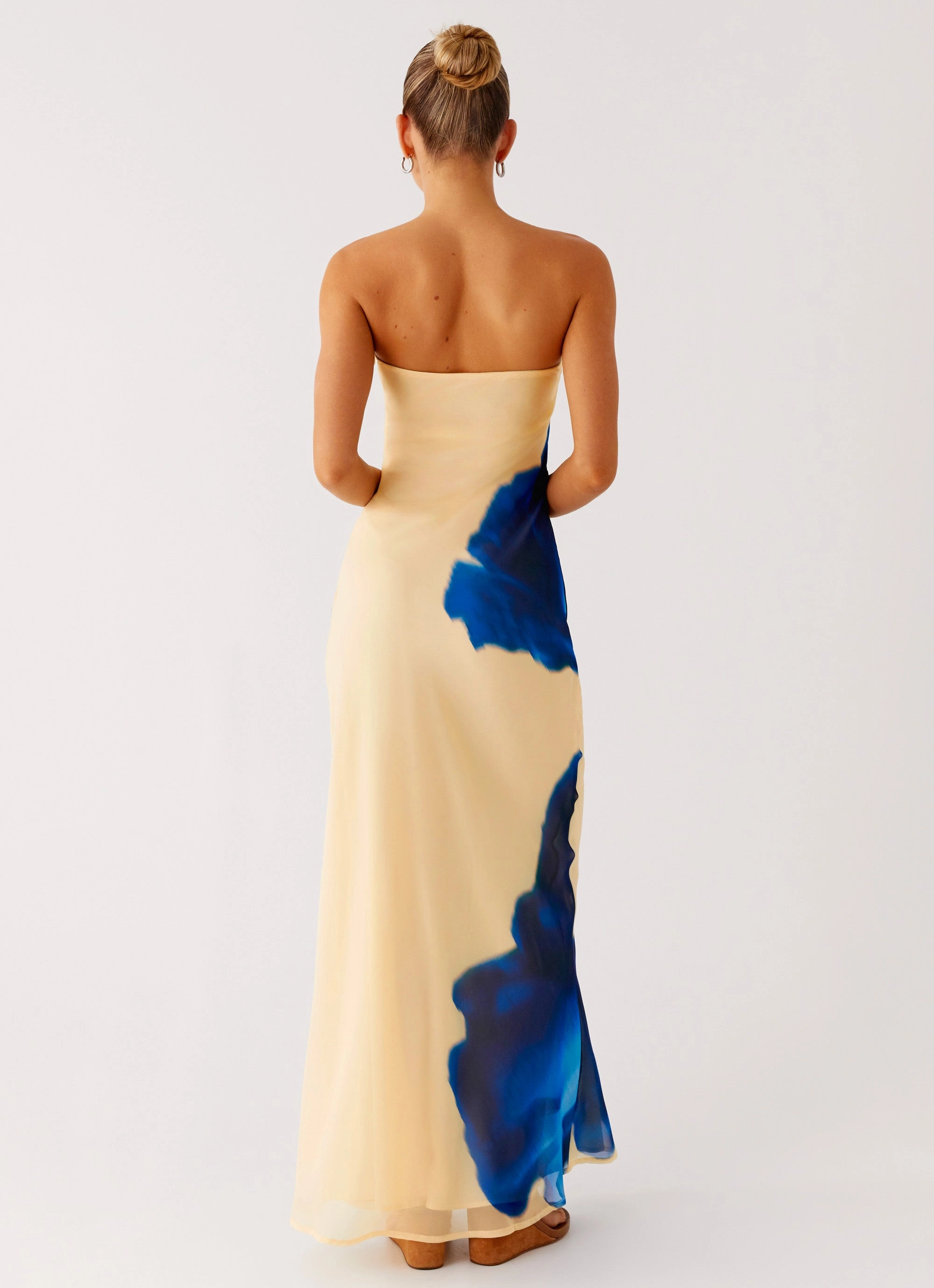 Zip-Closure Minimalist Elegance So You Say Strapless Maxi Dress - Heirloom Floral