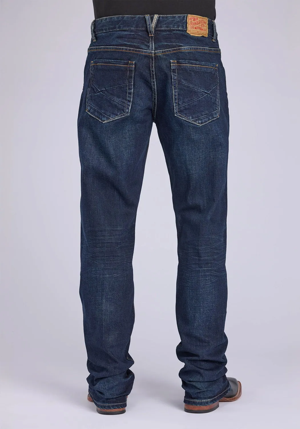 Stetson Mens 1313 Modern Stretch Dark Wash Cotton Blend Pieced Jeans Functional Comfort No Bulk Seam Design
