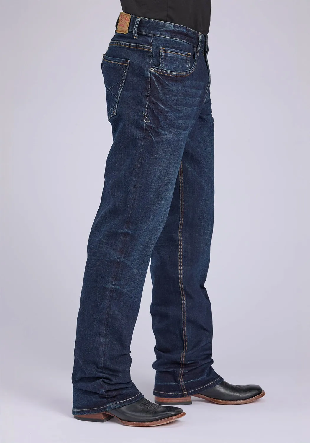 Fitted Design Modern Couple Look Stetson Mens 1313 Modern Stretch Dark Wash Cotton Blend Pieced Jeans