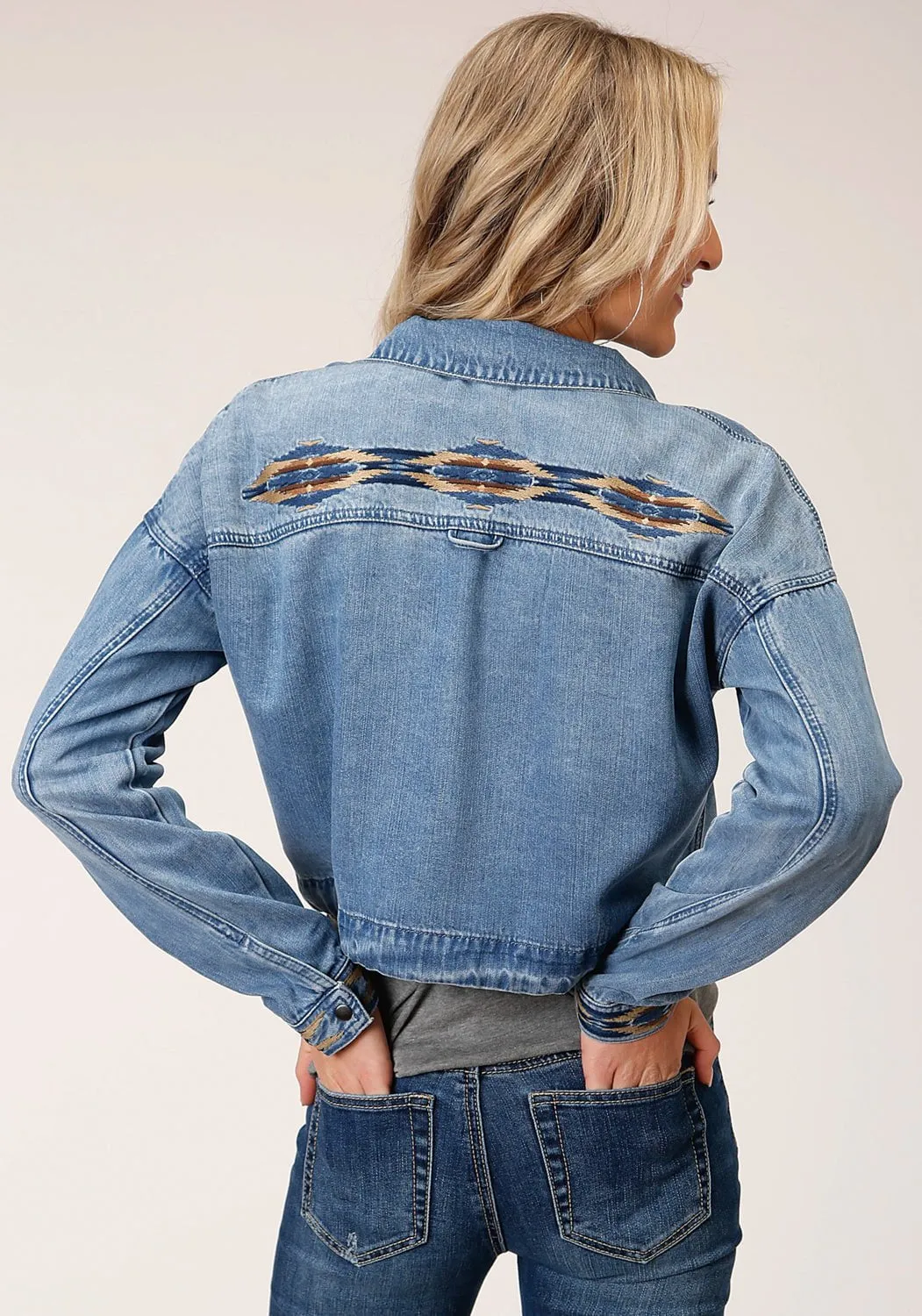 Stetson Womens Denim Denim Fold Down Stand Collar Jacket Versatile Wear Brunch Outfit Vintage Lover Formal