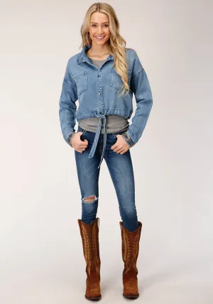 Chill Cut Stetson Womens Denim Denim Fold Down Stand Collar Jacket Classic Gym Ready Leisure Wear Stetson Womens Denim Denim Fold Down Stand Collar Jacket