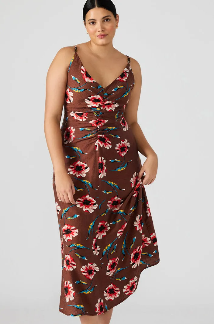 Monroe Dress in Brown Chic Waistband Design Date night