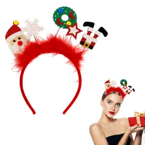 Christmas Headbands - 1Pcs Glitter Santa Claus Snowflake Star Thin Christmas Headband Fashion Red Headband Elastic Hairband Holiday Party Headband Christmas Hair Accessories for Women Girls Kids Gifts