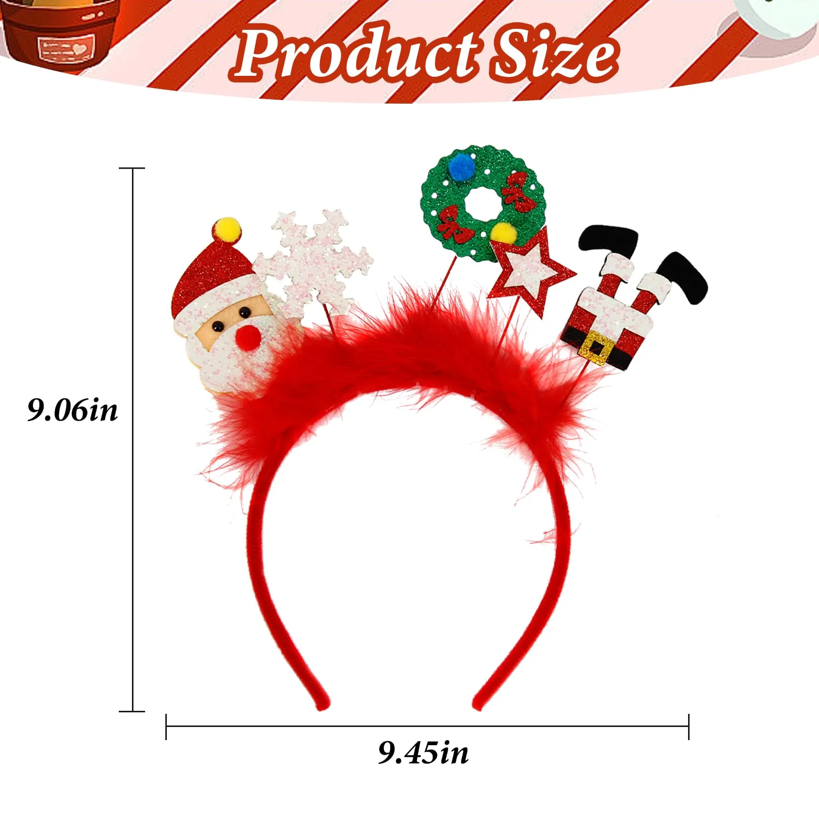 Christmas Headbands - 1Pcs Glitter Santa Claus Snowflake Star Thin Christmas Headband Fashion Red Headband Elastic Hairband Holiday Party Headband Christmas Hair Accessories for Women Girls Kids Gifts